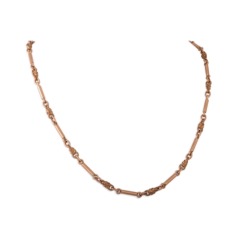 3 - A VINTAGE 9CT ROSE GOLD FANCY LINK NECK CHAIN, 23 g