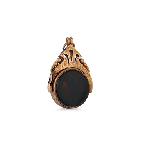 45 - AN ANTIQUE GOLD SWIVEL SEAL, set with carnelian and bloodstone