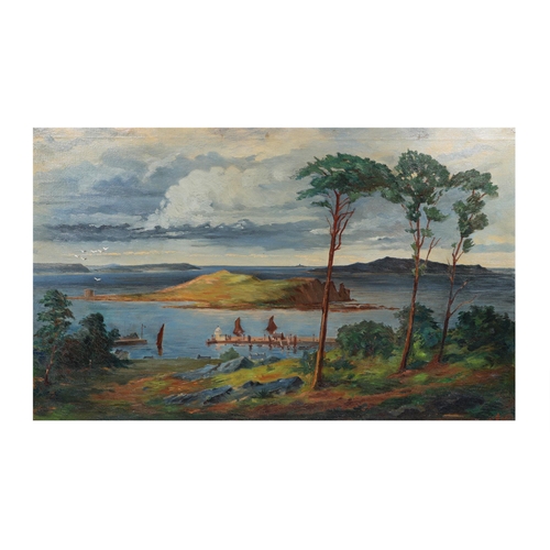 571 - EARLY 20TH CENTURY SCHOOL, 'View of Ireland's Eye and Lambay Island from Howth', oil on canvas, sign... 