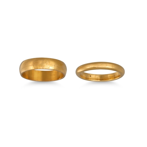 68 - TWO 22CT GOLD WEDDINGS BANDS, 11.6 g.