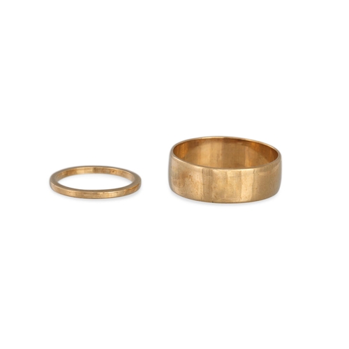 70 - TWO 9CT YELLOW GOLD BAND RINGS, 5.9 g