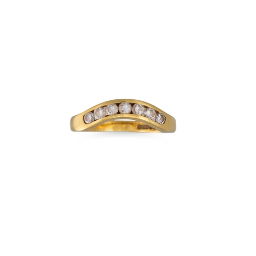 8 - A DIAMOND SEVEN STONE WISHBONE RING, in 18ct yellow gold. Estimated: weight of diamonds: 0.50 ct. Si... 