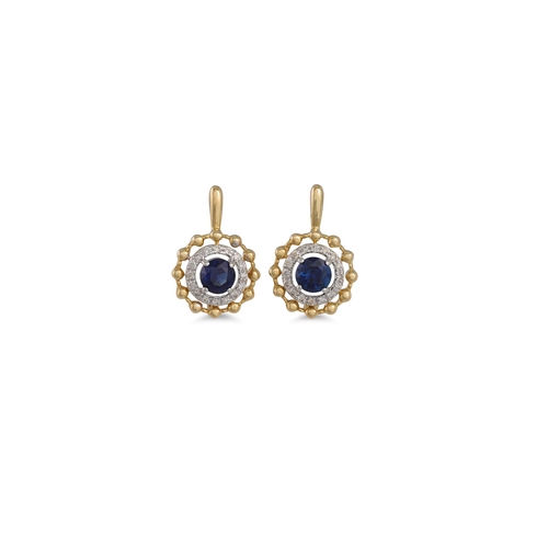 81 - A PAIR OF DIAMOND AND SAPPHIRE CLUSTER EARRINGS, mounted in gold