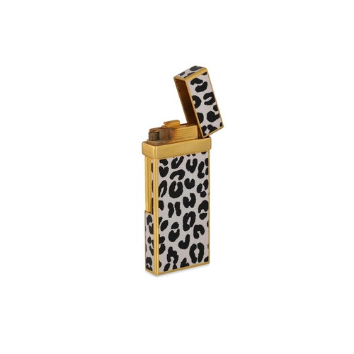 40 - AN YVES SAINT LAURENT ENAMEL LIGHTER, black & white animal print design