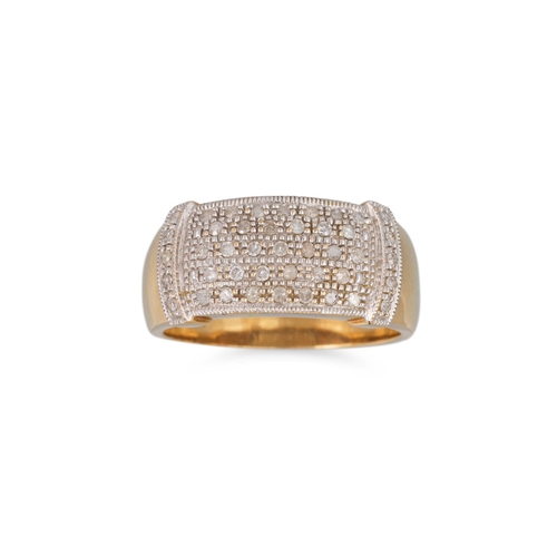 44 - A DIAMOND CLUSTER RING, pavé set in 9ct gold. Estimated: weight of diamonds: 0.50 ct. size X