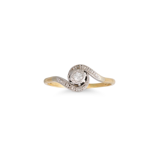 63 - A VINTAGE DIAMOND TWIST RING, mounted in 18ct gold and platinum. Estimated: weight of diamonds: 0.10... 