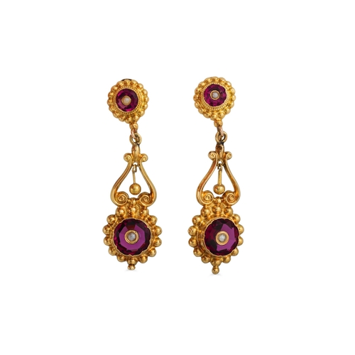 91 - A PAIR OF GOLD DROP EARRINGS, clip on fittings