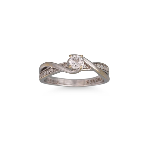 110 - A DIAMOND SOLITAIRE RING, the brilliant cut diamond set in a twist mount with diamond set shoulders,... 