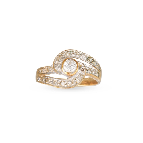 119 - A DIAMOND SET CLUSTER SWIRL RING, set with brilliant cut and circular diamonds in 18ct yellow gold. ... 