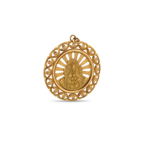 12 - AN 18CT GOLD MADONNA AND CHILD MEDALLION, 8 g