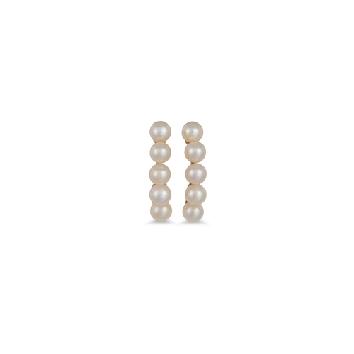 39 - A PAIR OF SEED PEARL DROP EARRINGS, mounted in 9ct gold