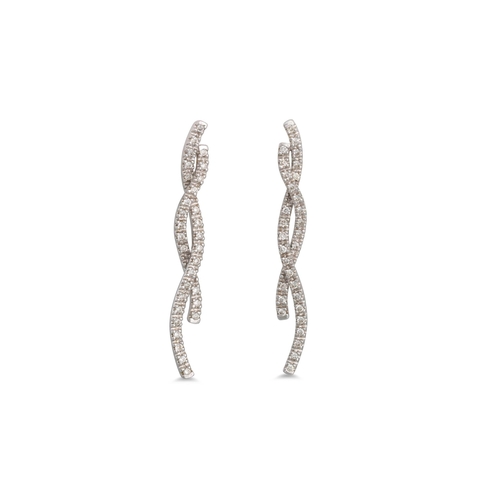 58 - A PAIR OF DIAMOND DROP EARRINGS, comprising of wavy lines of diamonds, mounted in 18ct white gold. E... 