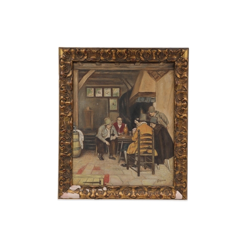 588 - CONTINENTAL SCHOOL, Untitled, Tavern scenes with card players, oil on canvas, ca 15 x 18