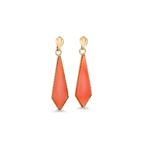 20 - A PAIR OF DROP EARRINGS, mounted in 9ct gold