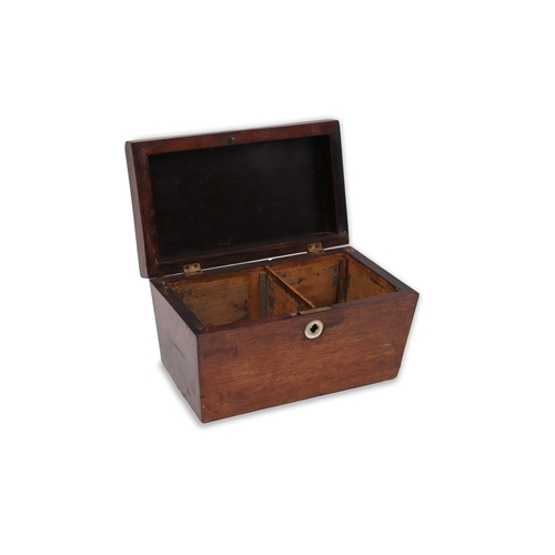 420 - A ROSEWOOD TEA CADDY, together with a pair of 20th Century Binoculars and a case military relief