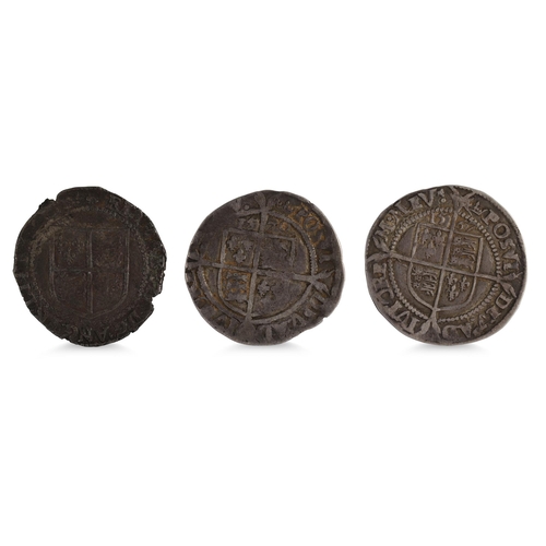 442 - 1601/02 ELIZABETH I IRISH HARP SHILLING, plus two similar English Shillings 1567 & 1570 with portrai... 