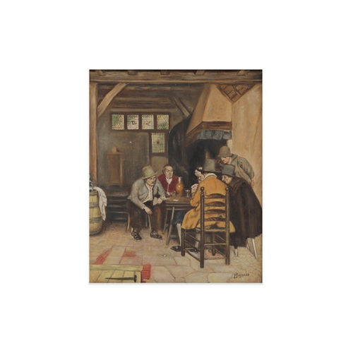 552 - CONTINENTAL SCHOOL, Untitled, Tavern scenes with card players, oil on canvas, ca 15 x 18