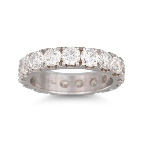 190 - A DIAMOND FULL BANDED ETERNITY RING, the round brilliant cut diamonds mounted in 18ct white gold. Es... 