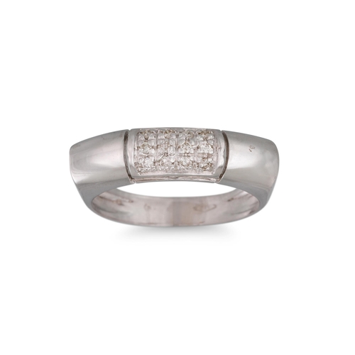 244 - A DIAMOND RING, pavé set in 18ct white gold, size N