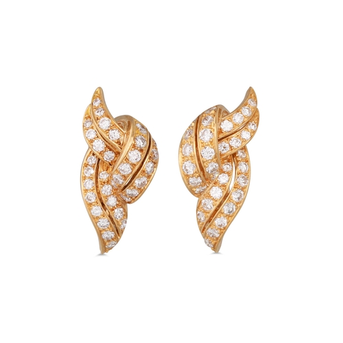 294 - A PAIR OF DIAMOND SET EARRINGS, stylised bow form, set with brilliant cut diamonds, mounted in 18ct ... 