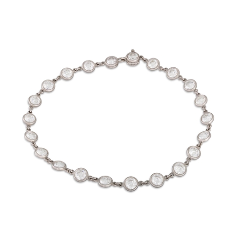 309 - A DIAMOND BRACELET, by Elsa Peretti for Tiffany, collet set and linked by chain, in platinum. Estima... 