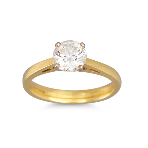 320 - A DIAMOND SOLITAIRE RING, the brilliant cut diamond mounted in 18ct yellow gold. Together with a I.G... 