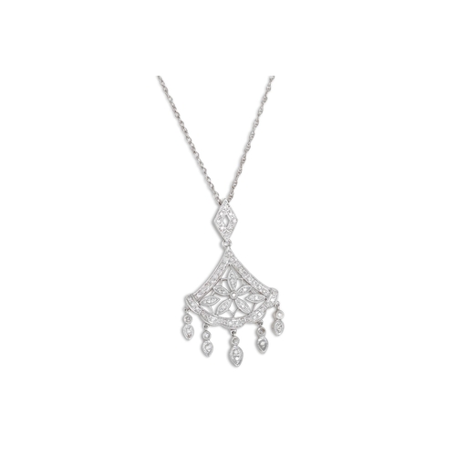 338 - A DIAMOND CHANDELIER PENDANT, mounted in 14ct gold. Estimated: weight of diamonds: 0.80 ct.