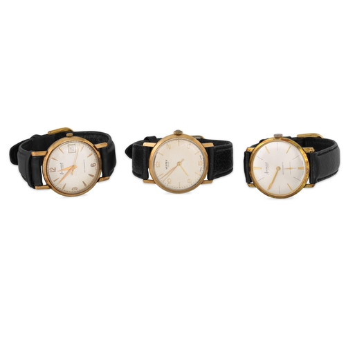 354 - A COLLECTION OF THREE VINTAGE GENT'S GOLD PLATED WRISTWATCHES, ca 1960s, 2 x Accurist and a Vertex, ... 