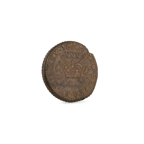 378 - 1690 JAMES II IRISH GUNMONEY HALFCROWN, 1 x Small, Aug 1690. Good Extra Fine (1)