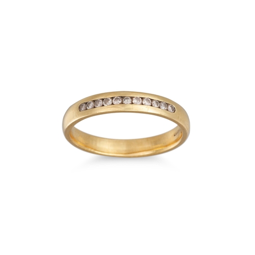 52 - A DIAMOND SET 9CT GOLD BAND RING, size M