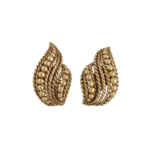 60 - A PAIR OF 18CT GOLD EARRINGS BY DAVID WEBB, of beaded naturalistic form, stamped Webb 18ct, 16.9 g.