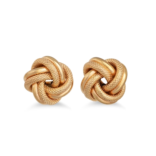 26 - A PAIR OF 9CT GOLD KNOT EARRINGS, of large proportions