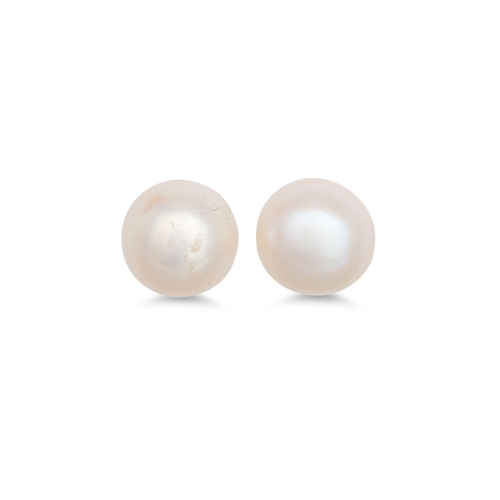 34 - A PAIR OF CULTURED PEARL EARRINGS, mounted in 9ct gold