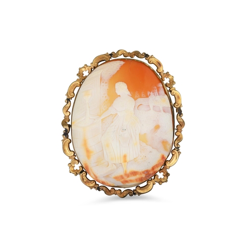 49 - A LARGE CAMEO BROOCH, mounted in gold