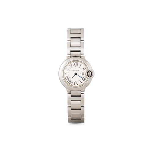 499 - A LADY'S STAINLESS STEEL CARTIER BALLON BLEU WATCH, 28 mm. Case ref: 3009. Serial number: 733445TX