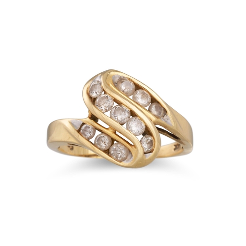 54 - A DIAMOND RING, of twist from, mounted in14ct yellow gold. Estimated: weight of diamonds: 0.70 ct. s... 