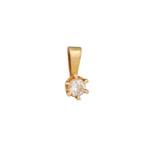 182 - A DIAMOND PENDANT, the round brilliant cut diamond mounted in 18ct yellow gold. Estimated: weight of... 