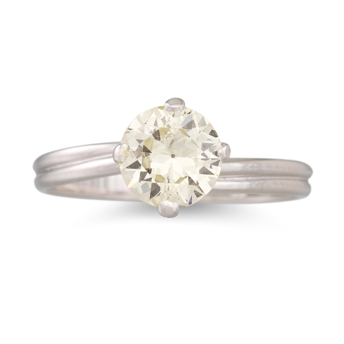 248 - A DIAMOND SOLITAIRE RING, the old cut diamonds mounted in 18ct white gold. Estimated: weight of diam... 