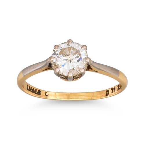 286 - A DIAMOND SOLITAIRE RING, mounted in 18ct yellow gold. Estimated: weight of diamond: 0.90 ct. colour... 