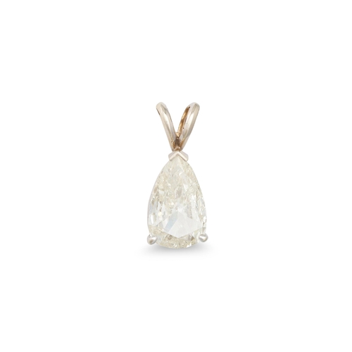 307 - A DIAMOND SOLITAIRE PENDANT, pear shaped diamond. Estimated: weight of diamond: 1.73 ct. colour and ... 