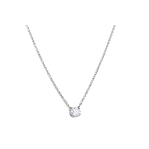 331 - A DIAMOND SOLITAIRE PENDANT, on a white gold chain. Estimated: weight of diamond: 0.65 ct. colour an... 