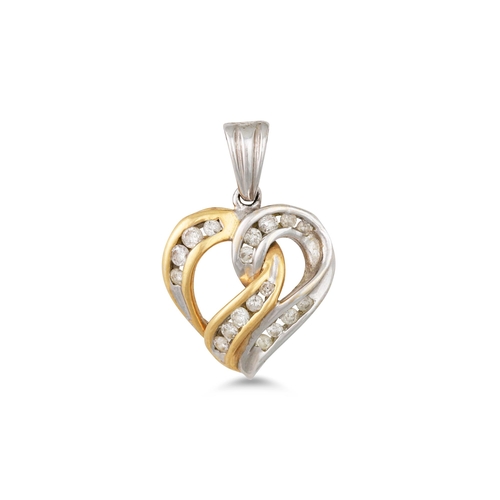 375 - A HEART SHAPED DIAMOND PENDANT, mounted in 10ct gold ***Very good condition ***Two colour gold ***10... 