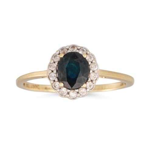 393 - A SAPPHIRE RING, mounted in 10ct yellow gold, size N