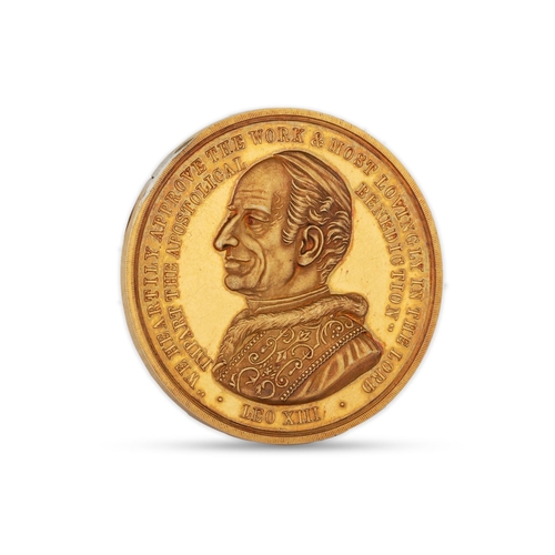 420 - A 9CT GOLD HIGH RELIEF MEDAL, Leo x III, St. Joseph's, Highgate, London, 12 mm diameter, 10 g.