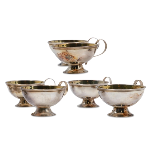 457 - A MID 20TH CENTURY SET OF SIX SWEDISH SILVER/GILT PUNCH CUPS, (silver 90%) cased