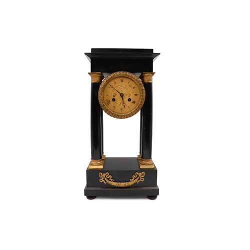 468 - AN IMPRESSIVE EDWARDIAN NEOCLASSICAL MANTLE CLOCK, of tall rectangular form, the barrel form clock c... 