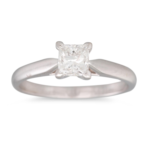 251 - A DIAMOND SOLITAIRE RING, by Michael Hill, the princess cut diamond mounted in 14ct white gold. Esti... 