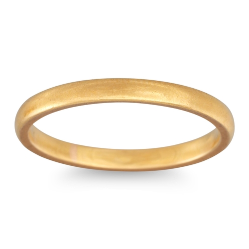 89 - A 22CT GOLD BAND, 3.2 g., size N, together with an 18ct yellow gold band ring, 5.1 g., size M