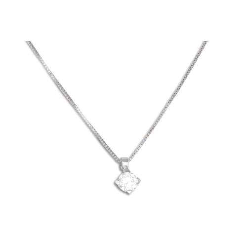 252 - A DIAMOND SOLITAIRE PENDANT, mounted in 18ct gold, on a chain. Estimated: weight of diamond: 0.30 ct... 