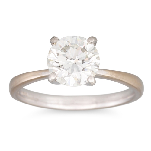 100 - A DIAMOND SOLITAIRE RING, the brilliant cut diamond mounted in 18ct white gold. Together with an IGI... 